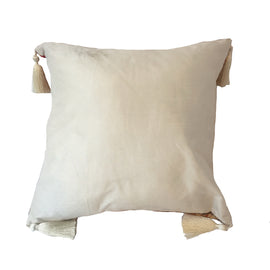 Velvet Medallion Pattern Pillow with Tassels - 18