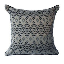 Woven Shield Pattern Pillow, Dark Blue/Beige -  24" x 24"