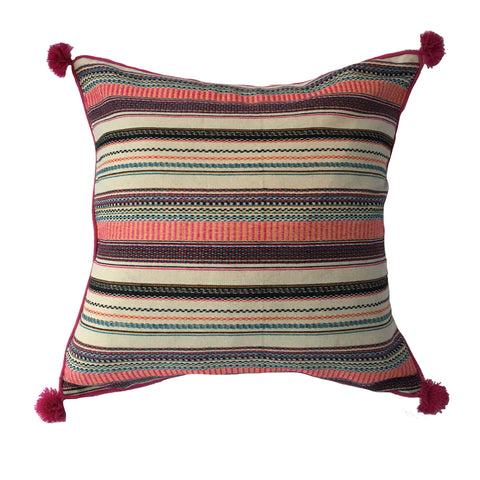 Woven Multi-Coloured Striped Pillow - 20" x 20"