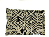 pillow natural/black pattern cotton 12" x 24"