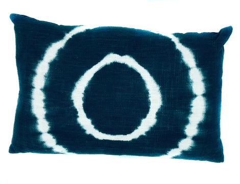 Tie-Dyed Circle Pillow, Indigo/White - 14" x 24 "