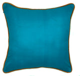 Silk Pillow with Contrast Piping, Turquoise/Orange - 16" x 16"