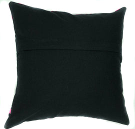 Suzani Style Pillow, Black/Multi-Colour Embroidered - 16
