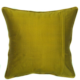 Raw Silk Hand Woven Ikat Pattern, Apple Green/Gold - 16
