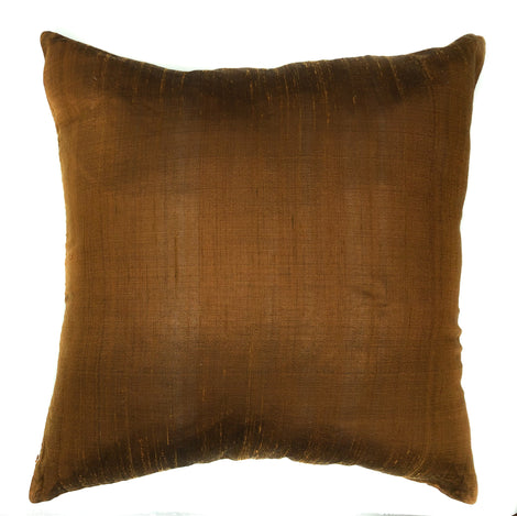 pillow raw silk solid brown 16" x 16"