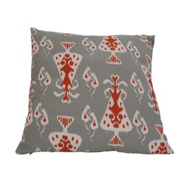 Ikat Pattern Pillow, Grey/Orange - 20