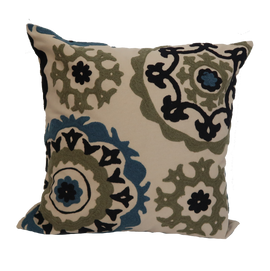 Suzani Style Beige Embroidered Pillow - 20" x 20"