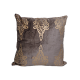 Velvet Mendhi Style Pillow, Lilac/Grey 20" x 20"