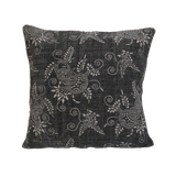 pillow floral woven rug design dark grey 18" x 18"