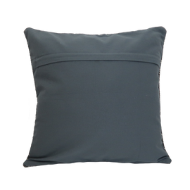 Flat Woven Rug Pillow, Dark Grey Floral Pattern - 18