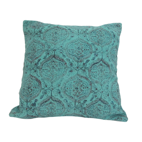 pillow woven rug design turquoise 18" x 18"