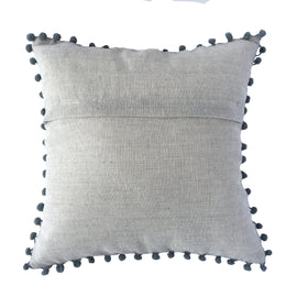Swat Valley Style Embroidered Pillow, Grey/Turquoise Accents - 16
