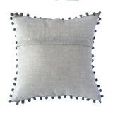 Swat Valley Style Embroidered Pillow, Grey/Turquoise Accents - 16" x 16"
